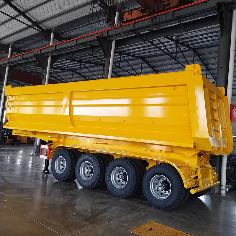 U-shape trailer- 4 axle yellow in workshop